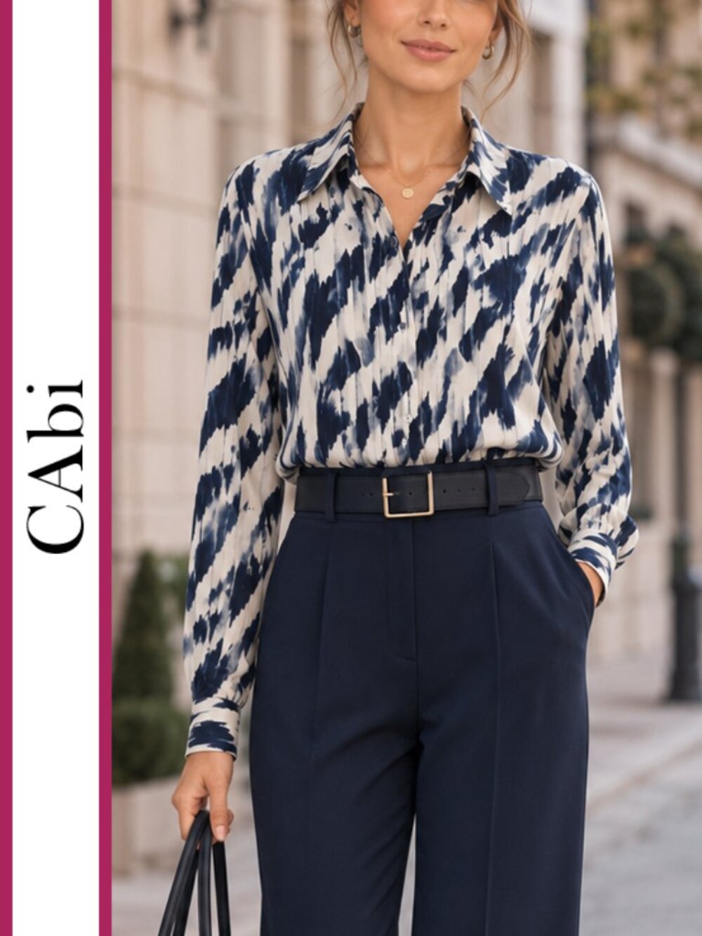 CAbi | 'Moody Blues' Watercolor Print Blouse Top